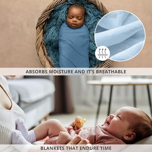 Muslin Swaddle Blankets - Breathable and Skin-Friendly Swaddle Blanket for Boys and Girls - Perfect Nursery Essential and Baby Shower Party Gift - 47 x 47 inches 3-Pack in Saudi Arabia