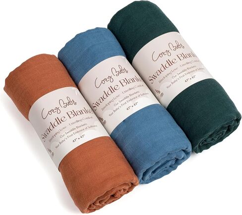Muslin Swaddle Blankets - Breathable and Skin-Friendly Swaddle Blanket for Boys and Girls - Perfect Nursery Essential and Baby Shower Party Gift - 47 x 47 inches 3-Pack in Saudi Arabia