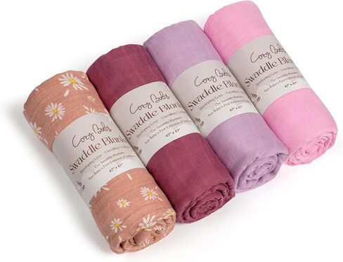 Muslin Swaddle Blankets - Breathable and Skin-Friendly Swaddle Blanket for Boys and Girls - Perfect Nursery Essential and Baby Shower Party Gift - 47 x 47 inches 3-Pack in Saudi Arabia