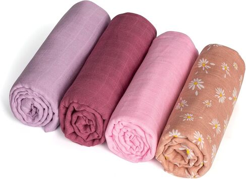 Muslin Swaddle Blankets - Breathable and Skin-Friendly Swaddle Blanket for Boys and Girls - Perfect Nursery Essential and Baby Shower Party Gift - 47 x 47 inches 3-Pack in Saudi Arabia