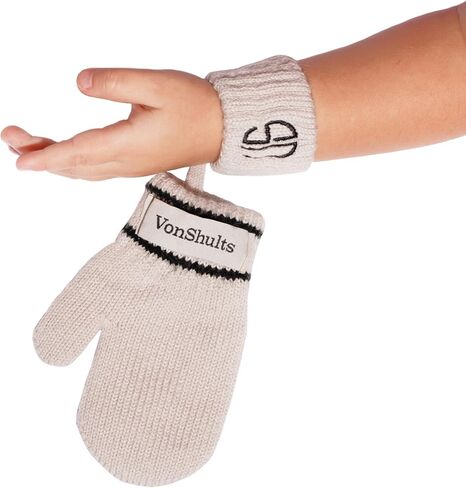 Merino Wool Winter Gloves Toddlers Kids with Wrist Strap -Never-Lose Design with Band String Warm Cold Mittens in Saudi Arabia