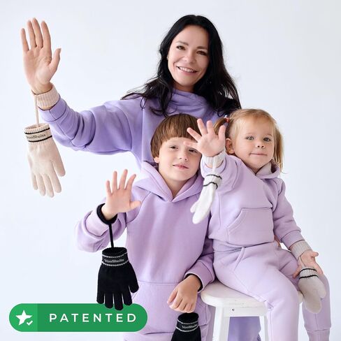 Merino Wool Winter Gloves Toddlers Kids with Wrist Strap -Never-Lose Design with Band String Warm Cold Mittens in Saudi Arabia