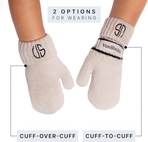 Merino Wool Winter Gloves Toddlers Kids with Wrist Strap -Never-Lose Design with Band String Warm Cold Mittens in Saudi Arabia