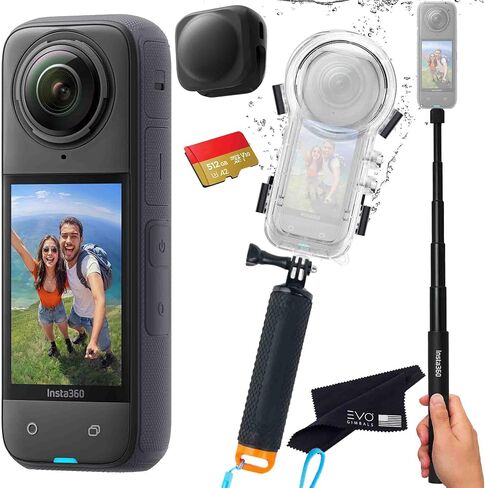 Insta360 X4 Dive Bundle- Waterproof 360 Action Camera with 1/2" 48MP Sensors, 8K 360 HDR Video, 72MP 360 Photo |Bundle Includes Selfie Stick, Floating Grip, Lens Cap (256GB) in Saudi Arabia