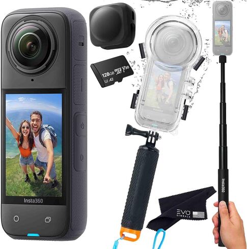 Insta360 X4 Dive Bundle- Waterproof 360 Action Camera with 1/2" 48MP Sensors, 8K 360 HDR Video, 72MP 360 Photo |Bundle Includes Selfie Stick, Floating Grip, Lens Cap (256GB) in Saudi Arabia