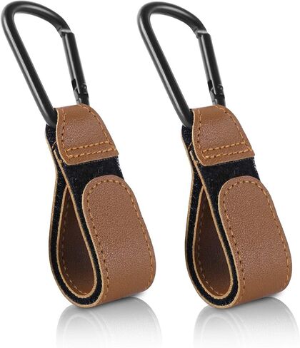 Pram Hook Clips,2 pcs Buggy Clips Carrier Pram Hooks,Pram Bag Holder Made of Leather,Bag Hooks for Stroller,Pram Clips,Pram Hooks for Bags,Back Pack (Brown) in Saudi Arabia