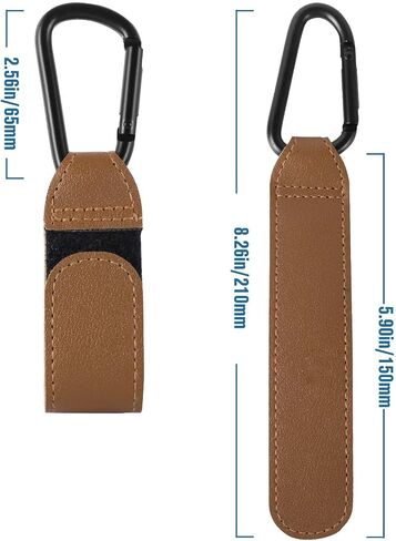 Pram Hook Clips,2 pcs Buggy Clips Carrier Pram Hooks,Pram Bag Holder Made of Leather,Bag Hooks for Stroller,Pram Clips,Pram Hooks for Bags,Back Pack (Brown) in Saudi Arabia