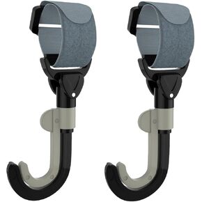 Mom's Best Baby Two Pack - New Durable Stroller Hooks with Secure Black Velcro Strap - 360 & 180 Degree Swivel Double Hook Design - Heavy Duty - 100% Guaranteed