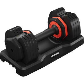 Heynemo Adjustable Dumbbell Double, 5LB to 25LB Adjustable Dumbbells with Anti-Slip Metal Handle for Men & Women, Fast Adjust Weight Dumbbells with Tray for Home Gym Full Body Workout Fitness, 2 PCS