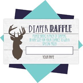 Hadley Designs 25 Baby Shower Diaper Raffle Tickets For Baby Shower Boy - Deer Baby Shower Games For Boys, Diaper Raffle Cards, Baby Raffle Tickets, Baby Shower Invitation Inserts, Baby Shower Ideas