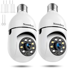 2K/3MP Light Bulb Security Camera 2 Pack Alexa Home 360° Wireless Security Camera Outdoor, Motion Tracking Detection Alarm,Color Night Vision