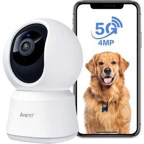 ARENTI 5G Security Camera Indoor, 4MP Pet Camera with Speaker for Dog/Cat, Baby Monitor with Phone App, Dual-Band WiFi, Auto Tracking, Super Night Vision, 2-Way Talk, Cloud & SD Card Storage(2PC)