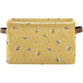 Storage Basket Cube Yellow Animal Bee Honey Comb Large Collapsible Toys Storage Box Bin Laundry Organizer for Closet Shelf Nursery Kids Bedroom,15x11x9.5 in,1 Pack in Kuwait