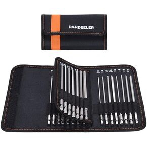 Dandeeler 30 Piece 6 Extra Long Security Bit Set Torx Hex Slotted Phillips Square Pozidriv, with Tool Bag 30pc Extra Long 6inch