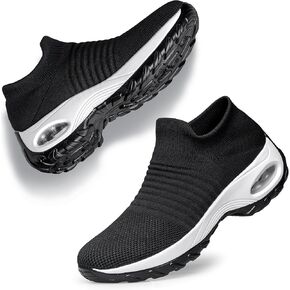 YHOON Women's Walking Shoes - Sock Sneakers Slip on Mesh Platform Air Cushion Athletic Shoes Work Nurse Comfortable