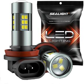 SEALIGHT H10/9145/9140 LED Fog Light Bulbs, 6000K Xenon White, 27 SMD Chips, 360-degree Illumination, Non-polarity, Pack of 2