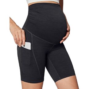 Ewedoos Maternity Biker Shorts with Pockets Buttery Soft Maternity Shorts Over Belly Pregnancy Shorts Active Yogs Short