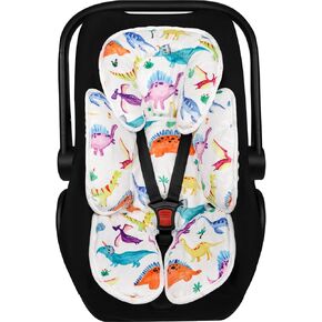 SWESEN Baby Car Seat Head & Body Support, Infant Carseat Insert, Newborn Headrest Cushion for Strollers, Bouncers, Swing, Dinosaur