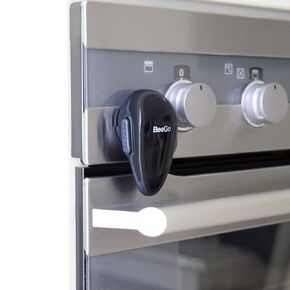 No-Drill Self-Adhesive Oven Lock Child Safety Tool, Heat-Resistant Oven Door Lock, Safety Locks for Kitchen Appliances, Black - BeeGo