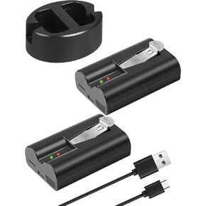 2-Pack 6040mAh Replacement Battery with Smart Charger Station for Ring Doorbell Battery 2/3/4/3+/Pro & Spotlight/Stick Up Cam - Upgraded Li-ion Battery Pack, Indoor/Outdoor Use （Black）