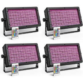 DJ Strobe Stage Light Bar, 288 RGB LED Wall Washer Light, 55 Zones Chasing Stage Party Light 4-in-1 DMX512, Remote Control for Halloween, Wedding, Club, Party (Black 1 Pack)