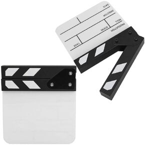 Clapper Board, Mini Scene Clap Board Acrylic Waterproof TV Movie Action Board with White Pin for Shoot Props/Advertising/Home Decoration(Black and White whiteboard PAV1BWE3S, Blue)