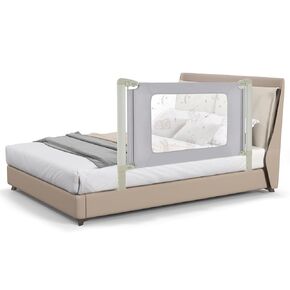 BABY JOY Bed Rail for Toddlers, 79" Vertical Lifting Extra Long Infants Safety Bed Side Rails with Double Lock, Foldable Baby Bed Rail Guard for Twin Double Full Size Queen King Bed Mattress (Gray)