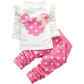 Baby Girl Clothes, 3 Pieces Long Sleeved Cute Toddler Infant Outfits Kids Tops and Pants Set