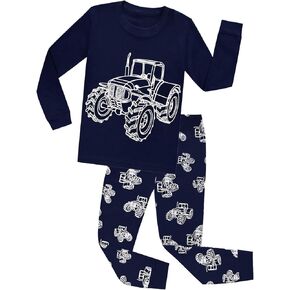 DDSOL Toddler Baby Boys Pajamas 2 Pieces Cotton Sleepwear Set Kids Fall Winter Long Sleeve Jammies