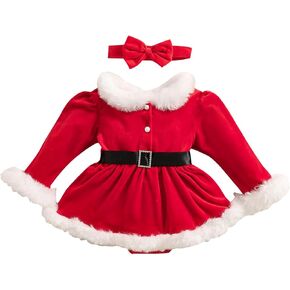 Baby Girl Christmas Dress Santa Claus Newborn Onesie Romper Dress My First Christmas Outfit Winter Clothes