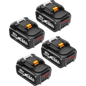 Amityke Battery for Makita 18V Battery 6.0Ah, 4Pack Replacement Batteries Compatible with Makita 18 Volts Battery BL1860 BL1820 1830B 1840B 1850B, Fit with Original Makita 18V Battery Chargers