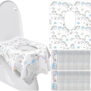100 Pcs Toilet Seat Covers Disposable for Kids Toddler Extra Large Paper Potty Seat Cover Individually Wrapped Portable Toilet Training Liners for Travel Toilet Seat Covers Public Restrooms (Unicorn)