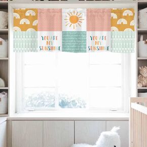 HawSkgFub Baby Girl You Are My Sunshine Nursery Curtain Valance 54 x 18 Inch, Boho Rainbow Sun Short Half Topper Curtains Window Treatments Rod Pocket, Kids Toddler Bedroom Playroom Home Kitchen Decor