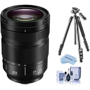 Panasonic LUMIX S 24-105mm f/4 O.I.S. Lens for L Mount, Bundle with Vanguard Alta Pro 264AT Tripod and TBH-100 Head, Cleaning Kit, Cleaning Cloth