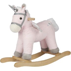 Plush Rocking Horse, Soft Filling Ride on Pony, Rocking Animal with Realistic Sound, Stuffed Rocker for Kids 18 Months and up (Light Brown),CPC Certified