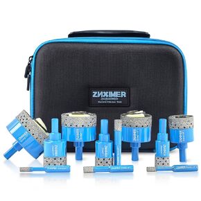 Diamond Tile Hole Saw Kit - ZNXIMER Porcelain Tile Drill Bits Set for Ceramic, Granite, Marble and More Drilling - 9pcs Diamond Core Drill Bits Set(6/8/10/12/20/25/32/35MM/2)