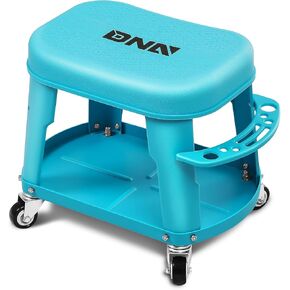 DNA MOTORING TOOLS-00252 Removable Rolling Garage Stool with Seat Cushion & Tool Tray Plate,300lbs Max Weight Capacity