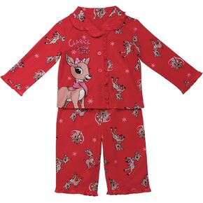 Baby Starters Christmas 2 Piece Coat Front Kids Pajama Set featuring Rudolph The Red Nosed Reindeer and Friends