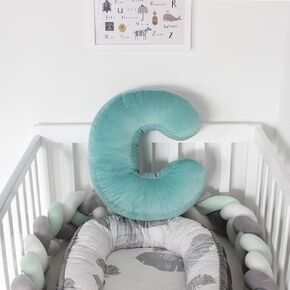 Velvet Letter Shaped Pillow Soft Initial Throw Cushion Decorative Alphabet Room Decor(Green, Letter C)