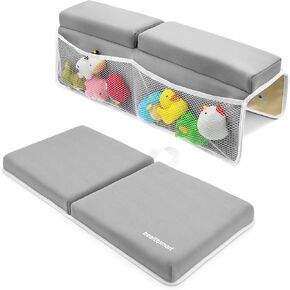 HealthSmart Comfortable Baby Bath Kneeler and Elbow Rest Pad Set | Ultra-Thick Padded Bath Kneeling Pad for Bathing Baby with Toy Organizer Pockets - Non-Slip, Water-Resistant, Machine-Washable