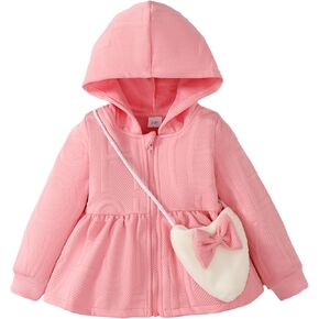 Little Toddler Girl Fleece Jacket Long Sleeve Full Zip Up Hoodies Sweater Warm Winter Coat Outwear Fall Winter Clothes