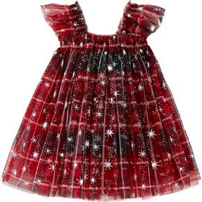 Toddler Baby Girl Christmas Outfit Candy Cane Print Sleeveless Layered Tulle Tutu Dress Xmas Princess Dresses