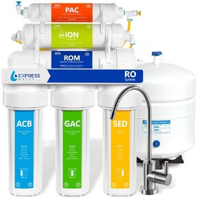 Express Water RODI10D Reverse Osmosis Deionization Water Filtration System – 6 Stage RO Water Filter with Faucet and Tank – Under Sink Water Filter – 100 GPD