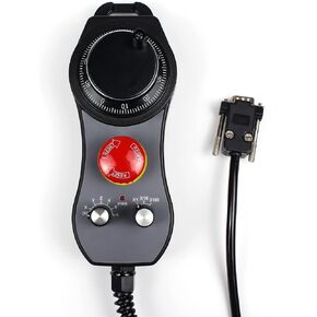 RATTMMOTOR CNC Electronic Handwheel, 6 Axis CNC Handwheel MPG Pendant 25100CPR 5-12V with Emergency Stop Manual Pulse Generator DB15 Interface for CNC Router Engraver Milling Lathe Machine