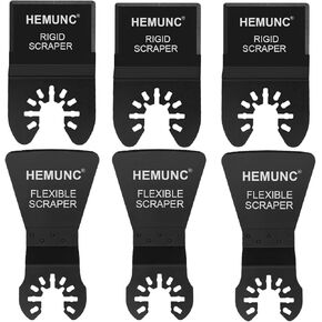 6 Oscillating Tool Scraper Blades Flexible Rigid Scraper Blade, for Removal of Caulk,Vinyl Flooring,Paint,Carpet,Tile Adhesives