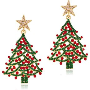 YUJIE Christmas Earrings Christmas Bell Stud Earrings Cute Reindeer Stud Holiday Party Gift for Women