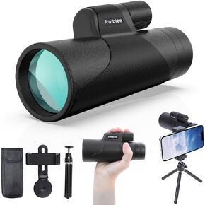12x Monocular for Adults with Smartphone Adapter/Tripod/Hand Strap, Larger Vision Monoculars Equipped with BAK-4 Prism & FMC Lens for Bird Watching Hunting Sports Hiking Traveling Camping