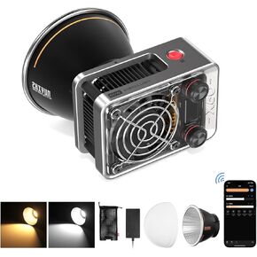 ZHIYUN Molus X60 [Official] 60W RGB Video Light with Grip Battery, Portable COB Photography Lighting, APP Control •CRI 95• TLCI 98• 15 Scenes for Video Recording/Portrait Shooting/TVC (Combo Package)