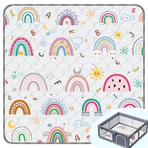Baby Play Mats for Floor,Thick Soft 50" X 50" Playpen mat, Foldable and Machine Washable Baby Crawling Mat，Baby Play Mat for Babies to Play and Learn (Rainbow)