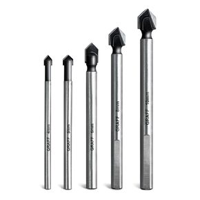 5-PCS Masonry Drill Bits Set — Drill Bits for Tiles, Ceramics, Porcelain, Glass, Plastic, Wood, Mirrors, Bricks — Professional Carbide Drill Bit Tip — GRAFF